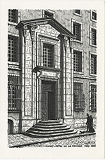 « Portail de l’Hôtel de la Monnaie, vers 1840 », bois gravé par Raymond Simonin
