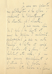 candidature d’Émile Duvernoy au Préfet pour remplacer Henri Lepage sur le poste d’archiviste paléographe, 6 janvier 1888.