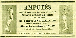 Publicité pour les prothèses Fress, Ancien combattant, 20 octobre 1922