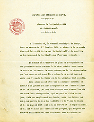 Adresse de la municipalité de Nancy au Gouvernement pour la défense des intérêts de Nancy, 11 janvier 1919