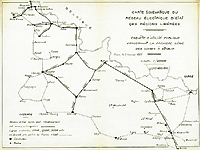 Carte schématique du réseau électrique d’État des régions libérées, 3 février 1921