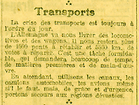 « Transports », L’Est républicain, 15 décembre 1918