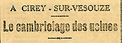 « À Cirey-sur-Vesouze [sic], le cambriolage des usines », L’Est républicain, 1er décembre 1918