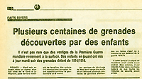 « Plusieurs centaines de grenades découvertes par les enfants », Le Républicain lorrain, 9 mars 1978