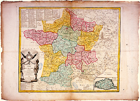 Carte de France divisée en ses dix métropoles et ses 85 départements, suivant les décrets de l'Assemblée nationale. Paris, 1793.