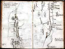 Mélange de plusieurs observations de la Lorraine : Mars-la-Tour, itinéraire de Mars-la-Tour à Rezonville, 1714.