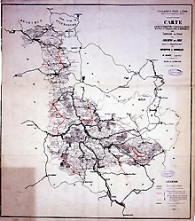 Carte (...) sur l'extension du réseau des chemins de fer dans le département de Meurthe-et-Moselle, 1876.