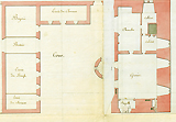 Plan du château de Rhaling dans Collection des bâtiments et usines dépendant du domaine du Roi, composand le département de Dieuze ; XVIIIe siècle