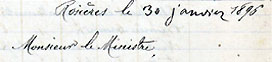 Registre d’observations du directeur du haras de Rosières, 30 janvier 1896.