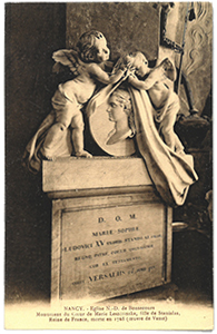 Nancy,église de Bonsecours – Monument du Cœur de Marie Leszczinska, fille de Stanislas, reine de France, morte en 1768 (œuvre de Vassé). Carte postale, 19e-20e siècle