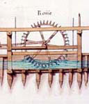 Elévation de la machine qui fait mouvoir les pompes de Rosières, 1738. 