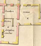 Plan du bâtiment où logent le receveur, le contrôleur des bans et le second contrôleur des cuites de la saline de Rosières pour servir au projet de sa reconstruction, 1747. 